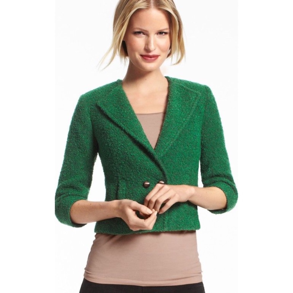 CAbi | Ivy Boucle Wool Blend Emerald Green Blazer - Picture 2 of 6